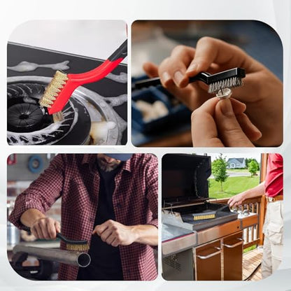 36 Pcs Wire Brushes for Cleaning Stainless Steel/ Nylon/ Brass Metal Brush Set with Curved Handle Grip Carbon Steel Wire Wheel for Drill Grinder Wire Brush for Rust Paint and Dirt Removal
