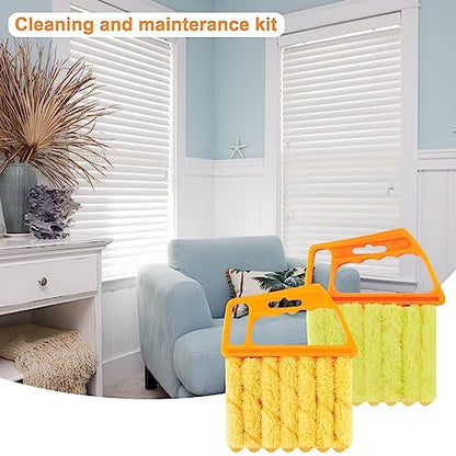 2 Pcs Blind Cleaner - Washable Window Blind Cleaner Duster Tool, Hand-Held Blind Duster for Wood Dlinds Mini Duster Brush Blind Dust Cleaner Venetian Shades Brush Window - color: Orange、yellow