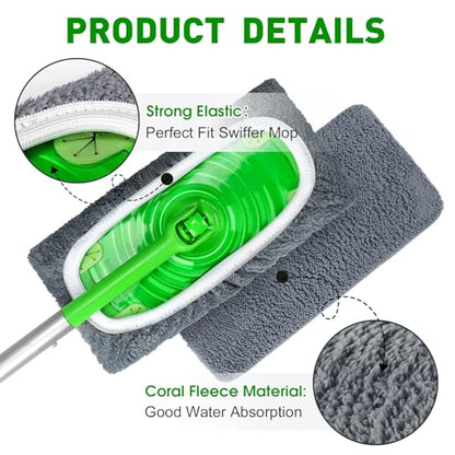 Reusable Mop Pads Compatible with Swiffer Sweeper Mops,Dry Flat mop Cover & Wet Pads Refills,Washable Microfiber Mop Pads for Floor Cleaning(8 Gray) - color: Gray