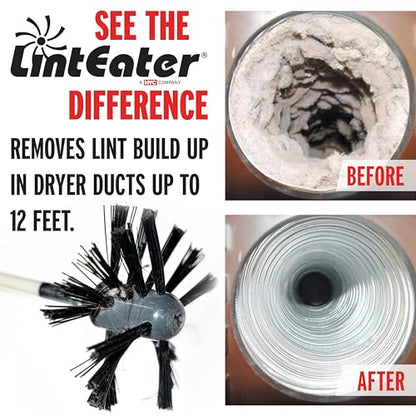 Dryer Vent Duct Cleaning Kit - Gardus RLE202 LintEater Rotary Dryer Vent Cleaner Kit, Removes Lint, Dryer Vent Cleaning System Extends Up to 12’ with 4 Flexible 3' Rods, Air Duct Cleaning Tools - style: 12' Screw-Connect Kit