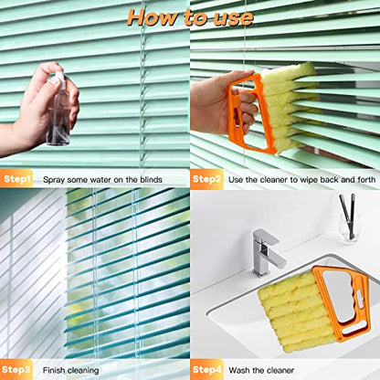 AOCEAN 2 Pcs Blind Cleaner Duster Tool, 7-Finger Dusting Cleaner Tool for Window & Air Vent, Washable Handheld Microfiber Duster Brush for Blinds Dust Dirt