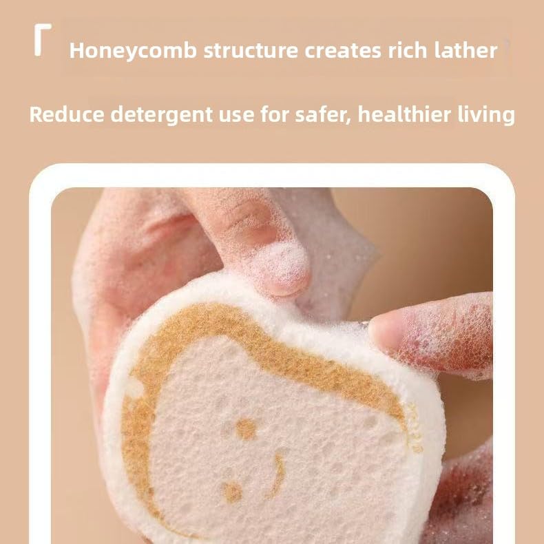 Carton Kitchen Wood Pulp Dish Sponge Scrubber, Dual-Sided Sponge, Reusable Household Cleaning Cloth for Dishes Furniture, Quick-Drying & Gentle on Non-Stick Cookware