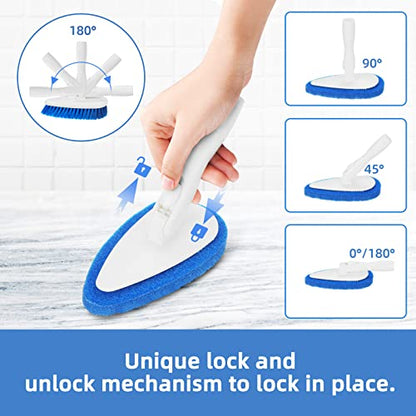 Qaestfy Shower Bathtub Tub and Tile Scrubber Brush with 51'' Adjustable Long Handle Cleaning Brushes Lock in Place Scrub Brush Head for Bathroom Wall Floor Scrubbing Model QAE008