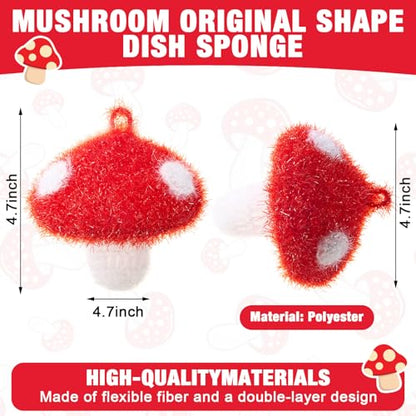 Breling 6 Pieces Mushroom Shape Dish Sponge Dual Sided Non Scratch Dish Washing Scrubbers, Reusable Household Cleaning Kitchen Tools for Dishwashing Washing Dishes Cookware - style: Mushroom