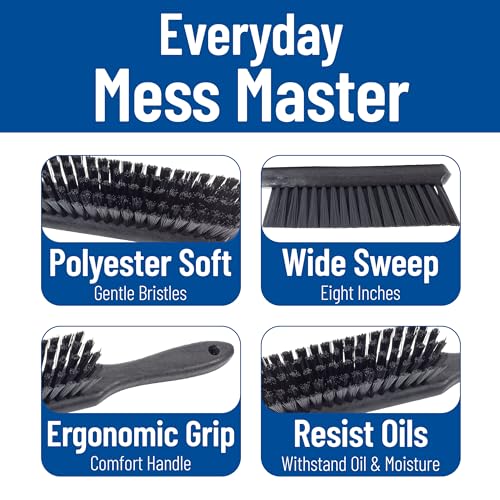SPARTA 8 Inch Soft Counter Brush with Polyester Bristles and 5 Inch Handle, Color Coded Handheld Broom for Tables Countertops and Foodservice Surfaces, 13 Inch Overall Length, Black, Pack of 6 - color: Black