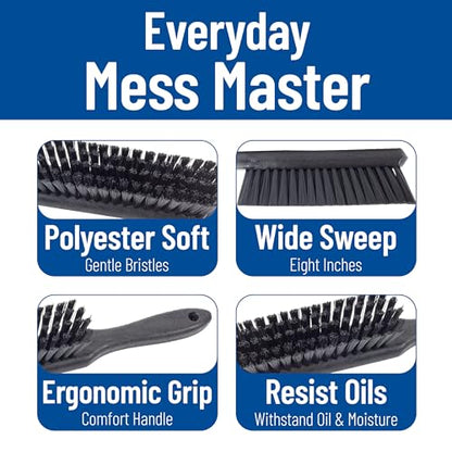 SPARTA 8 Inch Soft Counter Brush with Polyester Bristles and 5 Inch Handle, Color Coded Handheld Broom for Tables Countertops and Foodservice Surfaces, 13 Inch Overall Length, Black, Pack of 6 - color: Black
