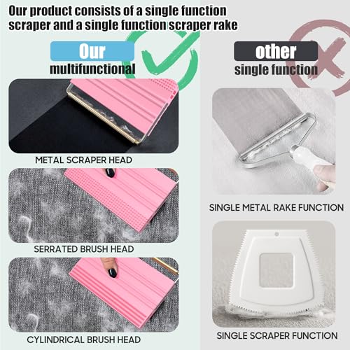 Mini Pet Hair Remover – 2025 Reusable Carpet Rake & Fur Scraper for Furniture, Car Interior, Hair Remover Brush for Bed, Couch, Home Surfaces Pink - color: Pink