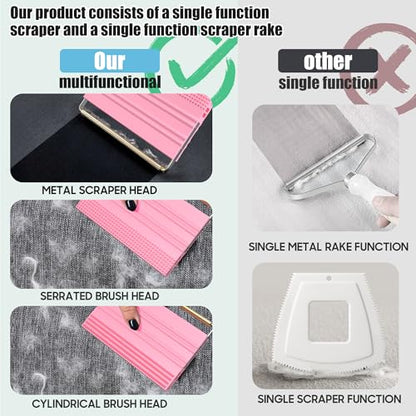 Mini Pet Hair Remover – 2025 Reusable Carpet Rake & Fur Scraper for Furniture, Car Interior, Hair Remover Brush for Bed, Couch, Home Surfaces Pink - color: Pink