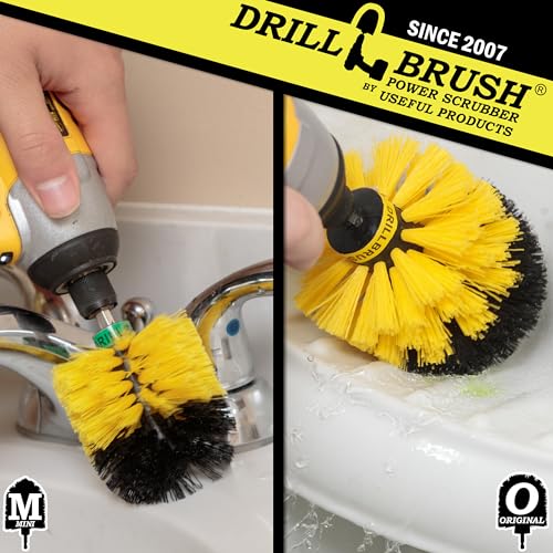 Bathroom Cleaning Supplies - Bathroom Accessories for Cleaning - Shower Cleaner Brush - Glass Shower Door Brush - Bathtub Cleaning Tools - Tile Grout Cleaner - Power Cleaning Brush - Sink Scrubber - color: Yellow