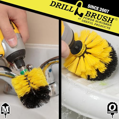 Bathroom Cleaning Supplies - Bathroom Accessories for Cleaning - Shower Cleaner Brush - Glass Shower Door Brush - Bathtub Cleaning Tools - Tile Grout Cleaner - Power Cleaning Brush - Sink Scrubber - color: Yellow