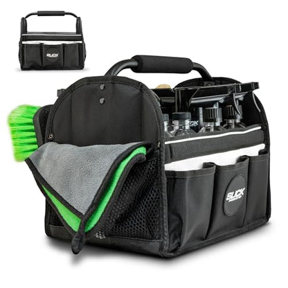 Slick Products Mobile Detailing Storage Caddy – Car Wash Organizer Tote for Detailing Supplies, Tools & Cleaning Products – Heavy-Duty Portable Storage with Carry Handle