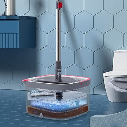 True & Tidy SPIN-800 TrueClean Mop and Bucket System Self Wringing Spin Mop with Separate Compartments for Clean and Dirty Water (Pink) - color: Pink