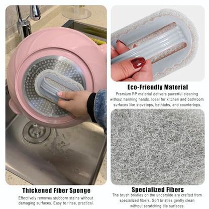 2PCS Magic Cleaning Sponge,Shower Cleaner Brush,Multi Function Handheld Cleaning Sponge Brush,for Kitchen and Bathroom Ideal for Glass Walls and Ceramics,Gery