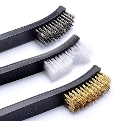 BOOSTEADY Gun Cleaning Brush & Hook Kit in Zippered Organizer Carry Case (8 Pieces) - Double End Brass Steel Nylon Bristle Brushes & Metal Polymer Hooks - color: 6 Brushes+1 Brass Ends Hook+1 Plastic Hook