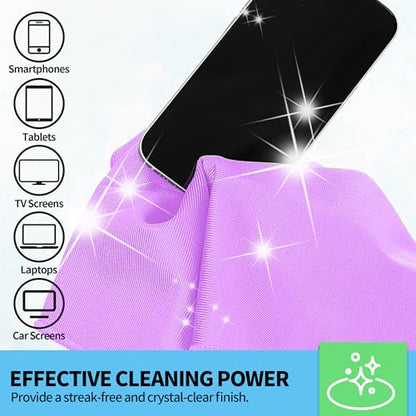 Microfiber Cleaning Cloth - 10 Pack Glasses Cleaning Cloth, 16" x 14" Window Cleaning Rags, Streak Free Lint Free Polishing Cloths Wipes for Eye Glass, Stainless Steel, Windshield, Purple - color: Purple, size: 16" x 14"