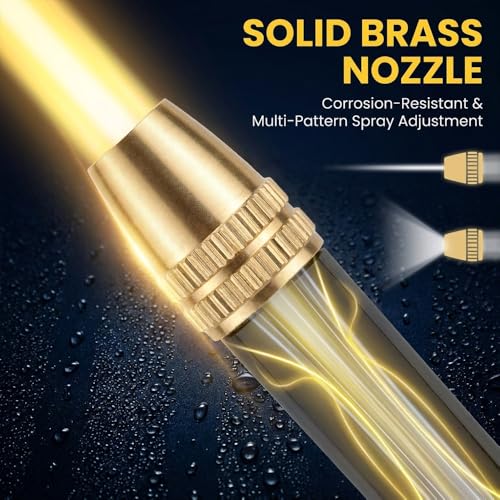 High Pressure Hose Nozzle with 4 Spray Modes, Adjustable Water Spray Gun, Metal Garden Hose Sprayer for Car Wash, Plant Watering, Patio & Outdoor Cleaning (1, Washer+3 Connectors+Foam Cannon)