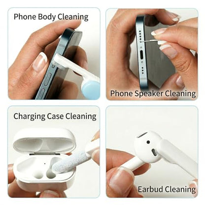 Electronic Cleaning Kit for Earbuds Phone, 3-in-1 Cleaner Tool with High-Density Brush SIM Ejection Pin, Portable 2.8in Case for AirPods iPhone Tablet Charging Port - Blue - size: 3-in-1
