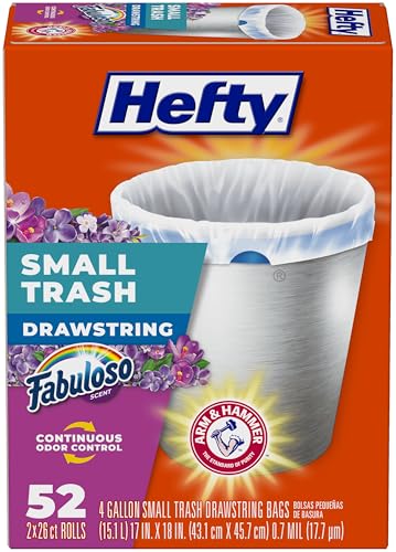 Hefty Small Trash Bags, Fabuloso Scent, 4 Gallon, 52 Count - color: Fabuloso, size: 52 Count (Pack of 1)