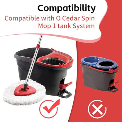 ANREKEYH Spin Mop Head, Base, Handle Replacement for O-Ceda EasyWring Microfiber Spin Mops, 2 Microfiber Mop Refills, 1 Triangle Head Cover and 30-58in Handle Set Combo (White(1 Tank System)) - color: White(1 Tank System)