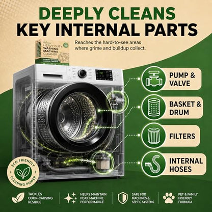 Renuv® Heavy Duty Washing Machine Cleaner For Pet Owners, 12 XL Tablets | For Dog & Cat Hair, Removes Stink, Odor, Residue, Grime, Front Load or Top Load Washer, HE and Septic Safe, 1 Year Supply - style: 12 Tablets