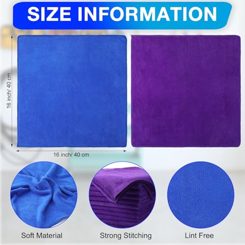 Nuenen 60 Pcs Microfiber Cleaning Cloths for Cars 16 x 16 Inch Ultra Absorbent Car Towels Drying Reusable Cleaning Supplies House Kitchen Window Microfiber Towel (Purple,Blue) - color: Purple,blue