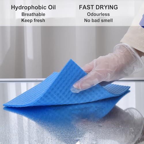 METUUTER 10 Packs Swedish Dishcloths, Reusable Kitchen Dishcloths Compostable Cellulose Dish Clothes for Kitchen and Household Use - color: Blue