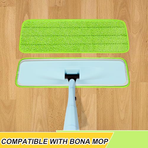 16.5 Inch Reusable Mop Pads Microfiber Spray Mop Replacement Heads for Wet/Dry Mops Compatible with Bona Floor Care System (6 Pack) - color: Green