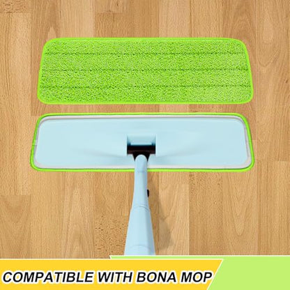 16.5 Inch Reusable Mop Pads Microfiber Spray Mop Replacement Heads for Wet/Dry Mops Compatible with Bona Floor Care System (6 Pack) - color: Green