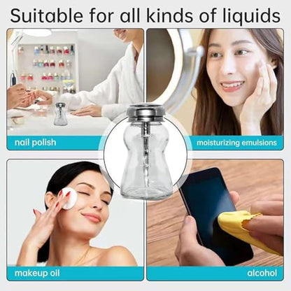 4 Oz/ 120ml Glass Push Down Pump Dispenser Bottle With Cap Push Down Glass Empty Pump Dispenser for Alcohol Makeup Clear Refillable Bottle Hand Pumping Press Container (120ml) - color: Clear - 120ml - Round - 1pcs