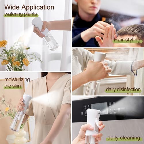 Fine Continously Mist Spray Bottle (10.1oz/300ml) for Body moisturizer Hair styling Cleaning Garden plant care etc.,Hair Mister Misting Continuous Mist Spray Bottle,2Pcs (Black+Black) - color: Black+Black