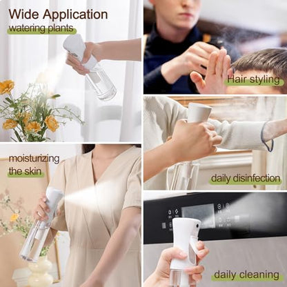 Fine Continously Mist Spray Bottle (10.1oz/300ml) for Body moisturizer Hair styling Cleaning Garden plant care etc.,Hair Mister Misting Continuous Mist Spray Bottle,2Pcs (Black+Black) - color: Black+Black