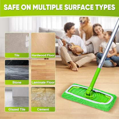6-Pack Reusable Microfiber Mop Pads Compatible with Swiffer Sweeper, Dry & Wet Sweeping Cloths - Washable Wet Pads Refill for Multi-Surface/Hardwood Floor Cleaning - color: Green