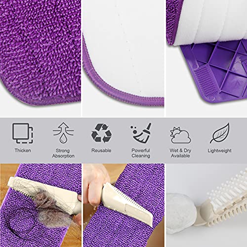 Spray Mop for Floor Cleaning - SEVENMAX Microfiber Floor Mop with 550ML Refillable Bottle 3 Washable Pads Kitchen Dry Wet Flat Dust Mop for Cleaning Hardwood Laminate Wood Ceramic Marble Tile Floors - size: Purple Mop - 3 Pads