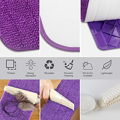 Spray Mop for Floor Cleaning - SEVENMAX Microfiber Floor Mop with 550ML Refillable Bottle 3 Washable Pads Kitchen Dry Wet Flat Dust Mop for Cleaning Hardwood Laminate Wood Ceramic Marble Tile Floors - size: Purple Mop - 3 Pads