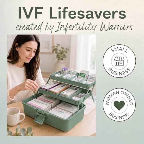 Mifoci Haze Green IVF Medication Organizer Gift Caddy 3-Layer Plastic Dividing Storage Box with Adjustable Spacers IVF Meds Must Haves Organize Supplies Womens Home Utility Box - color: Haze Green
