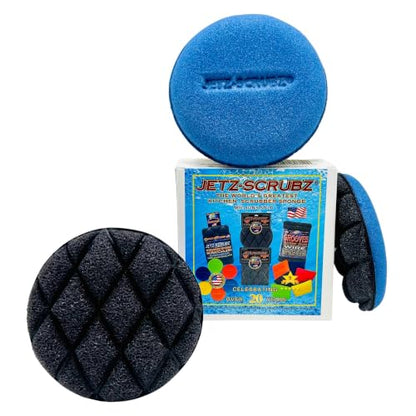 Jetz-Scrubz Scratch-Free Kitchen Scrubber Sponge – Dual Sided Non-Scratch Dish Cleaning Sponge for Cookware, Dishes & Kitchen Surfaces – Odor Resistant, Reusable – Round Scrub Sponges (3 Pack, Blue) - color: Blue
