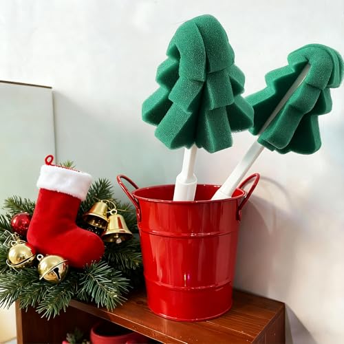 2 PCS Bottle Brush, Sponge Christmas Tree Shape Scalable Length Long Handle Bottle Brush, Flexible Scrub Brush for Multiple Types of Water Bottles