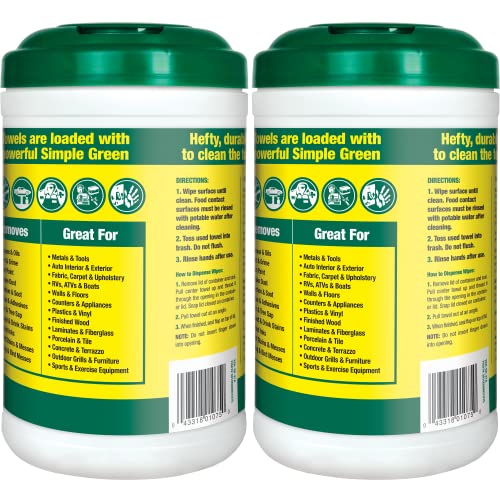 Simple Green Professional Grade Heavy-Duty Cleaning and Degreasing Towels,All-Purpose Cleaning Wipes,75 Count (Pack of 6) - size: 75 Count (Pack of 6)