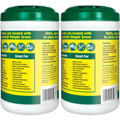 Simple Green Professional Grade Heavy-Duty Cleaning and Degreasing Towels,All-Purpose Cleaning Wipes,75 Count (Pack of 6) - size: 75 Count (Pack of 6)