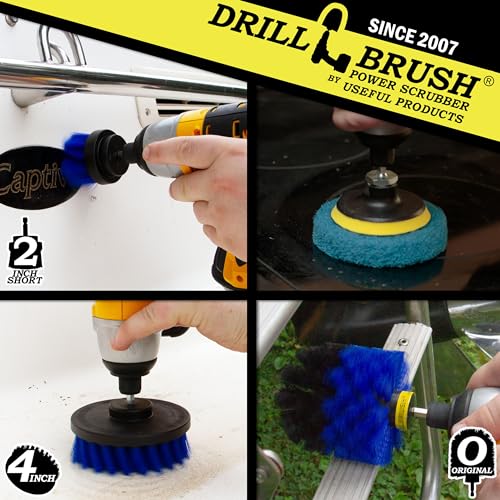 3 Uniquely Shaped Blue Medium Stiffness Brushes and 3 Blue Pads - Boat Cleaning Kit - Marine Vessels - Kayak Scrubber - Pool Cleaner Set - Hull Cleaning - All Purpose Scrubbing Brushes - color: Blue