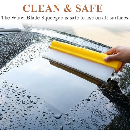 Car Squeegee,12 inch Silicone Automotive Water Wiper for Drying,Flexible Auto T-Bar Water Blade for car, Windshield, Glass, Window, Bathroom(Yellow) - color: Yellow
