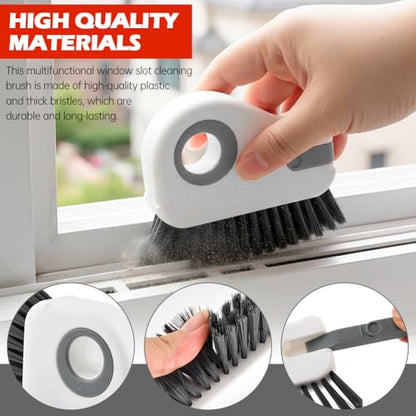 Groove Cleaning Brush 2 in 1 Grout Cleaner Tool Grip Brush, Multifunction Window Track Cleaner with Hard Bristle and Hidden Scraper Cleaning Brush for Sliding Door Track, Window(Color:4 pcs)