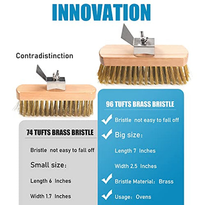 Pizza Oven Brush 7 Inch Brass Bristles Replacement Brush Head and Scraper - size: 7" Replacement Brush Head
