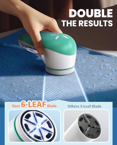 POPCHOSE Fabric Shaver, Lint Remover for Clothes, Electric Lint Shaver with 6-Leaf Blades, Sweater Shavers to Remove Pilling for Clothing, Couch, Furniture, Fuzz, Lint Ball, Bobbles, Spring Green - color: Spring Green