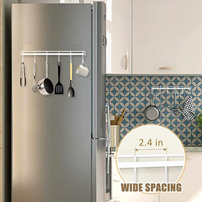 Kitchen Utensil Hanger, Adhesive Utensil Holder Wall Mount Kitchen Rack Rail with 12 Hooks, Space Saving and No Drilling, White, 2 Pcs - color: White