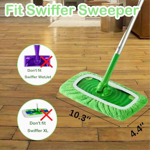 4 Pack Reusable Microfiber Mop Pads Compatible with Swiffer Sweeper, Washable Wet Mopping Cloths and Dry Sweeping Cloths, Wet Pad Refills for Hardwood Floor Cleaning(Mop is Not Included)