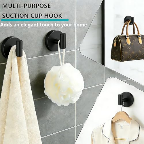 Black Suction Cup Hooks Towel Shower Home No Loofah Wall Drill So Storage Wash Cloth Strong Holder for Shower Bathroom Window Wreath, 4 Pack - color: Black