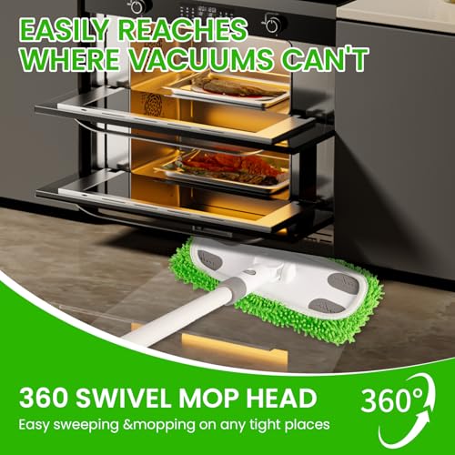 Reusable Microfiber Floor Mop System, Wet & Dry Sweeper Kit, Includes 1 Sweeper Handle, 3 Washable Chenille Mop Pads, Dry & Wet Use for Hardwood, Tile, and Laminate Floor - color: Gray