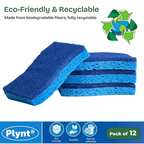 Zero Scratch Scrub Sponge, Pack of 12 Sponges for Dishes, Kitchen & Bathroom, Zero Scratch, Multi-Surface Safe, Cleans Fast, Tackles Tough Messes, Safe for Nonstick Pots & Pans