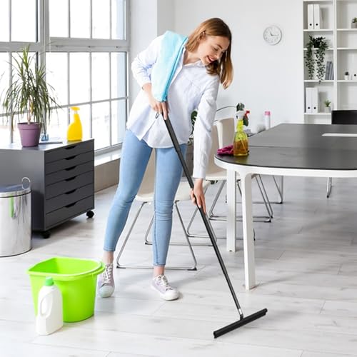 Upgrade Detachable and Retractable Handle,Shower Squeegee for Glass Doors and Tile Door Cleaner Bathroom Squeeze Walls squeegees with 2 Adhesive Hooks (Black) - color: Black